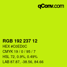 カラーコード: RGB 192 237 12 | qconv.com