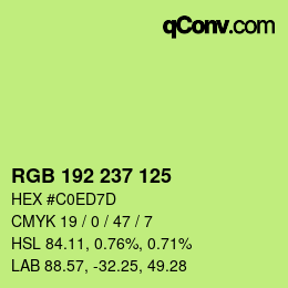 Color code: RGB 192 237 125 | qconv.com