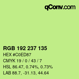 Color code: RGB 192 237 135 | qconv.com