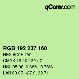 Color code: RGB 192 237 160 | qconv.com