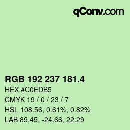 カラーコード: RGB 192 237 181.4 | qconv.com