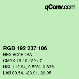 Color code: RGB 192 237 186 | qconv.com