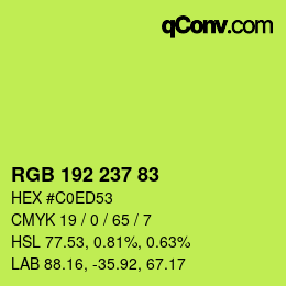Color code: RGB 192 237 83 | qconv.com