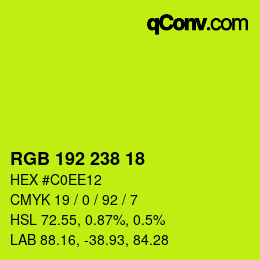Color code: RGB 192 238 18 | qconv.com
