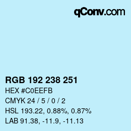 Color code: RGB 192 238 251 | qconv.com