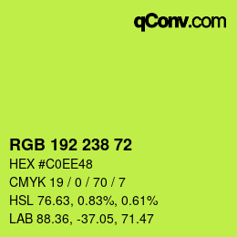 Color code: RGB 192 238 72 | qconv.com