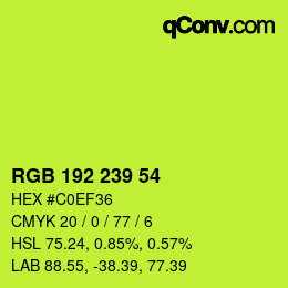 Color code: RGB 192 239 54 | qconv.com