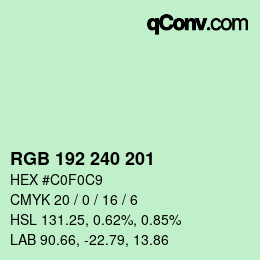 Color code: RGB 192 240 201 | qconv.com