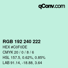 Color code: RGB 192 240 222 | qconv.com