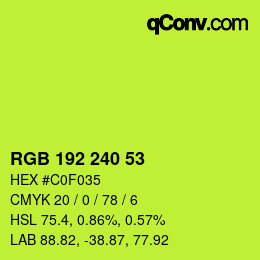 Color code: RGB 192 240 53 | qconv.com