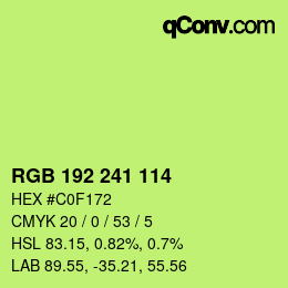 Color code: RGB 192 241 114 | qconv.com