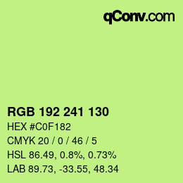 Color code: RGB 192 241 130 | qconv.com