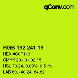Color code: RGB 192 241 19 | qconv.com