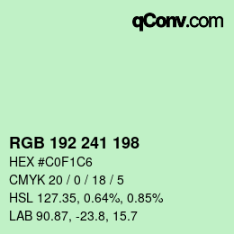 Color code: RGB 192 241 198 | qconv.com