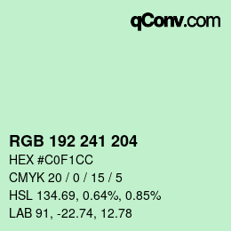 Color code: RGB 192 241 204 | qconv.com