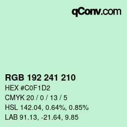 Color code: RGB 192 241 210 | qconv.com