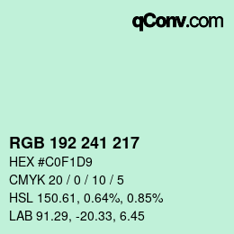 Color code: RGB 192 241 217 | qconv.com