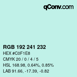 Color code: RGB 192 241 232 | qconv.com
