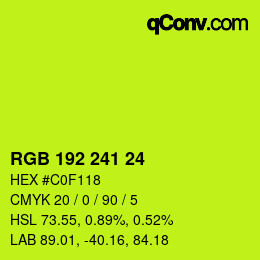 Color code: RGB 192 241 24 | qconv.com