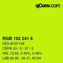 カラーコード: RGB 192 241 8 | qconv.com