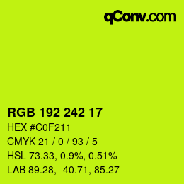 カラーコード: RGB 192 242 17 | qconv.com