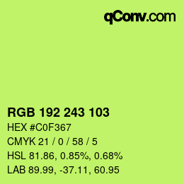 Color code: RGB 192 243 103 | qconv.com