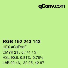 Color code: RGB 192 243 143 | qconv.com