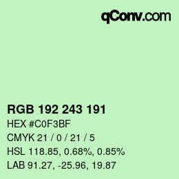 Color code: RGB 192 243 191 | qconv.com