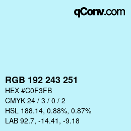 Color code: RGB 192 243 251 | qconv.com