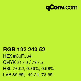 Color code: RGB 192 243 52 | qconv.com