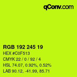 Color code: RGB 192 245 19 | qconv.com