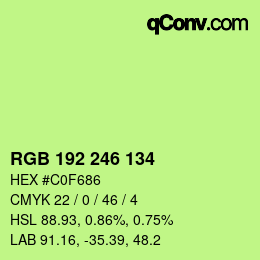 Color code: RGB 192 246 134 | qconv.com