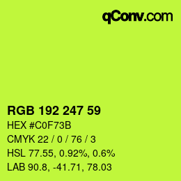Color code: RGB 192 247 59 | qconv.com