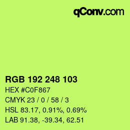 Color code: RGB 192 248 103 | qconv.com