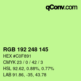 Color code: RGB 192 248 145 | qconv.com