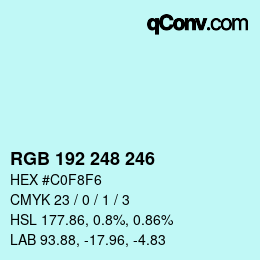 Color code: RGB 192 248 246 | qconv.com