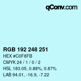 カラーコード: RGB 192 248 251 | qconv.com