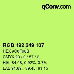 Color code: RGB 192 249 107 | qconv.com