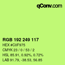 Color code: RGB 192 249 117 | qconv.com
