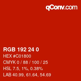 Color code: RGB 192 24 0 | qconv.com