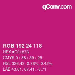 颜色代码: RGB 192 24 118 | qconv.com