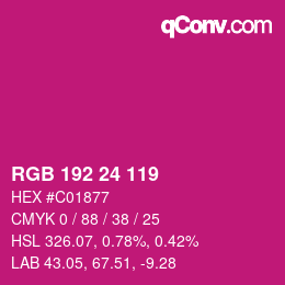 Color code: RGB 192 24 119 | qconv.com