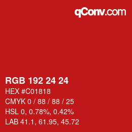 Color code: RGB 192 24 24 | qconv.com