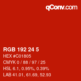 Color code: RGB 192 24 5 | qconv.com