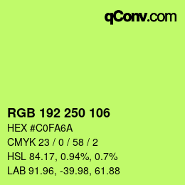 Color code: RGB 192 250 106 | qconv.com