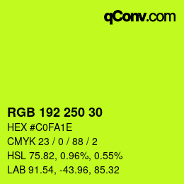 颜色代码: RGB 192 250 30 | qconv.com