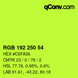 Código de color: RGB 192 250 54 | qconv.com