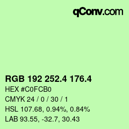 カラーコード: RGB 192 252.4 176.4 | qconv.com
