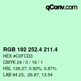 カラーコード: RGB 192 252.4 211.4 | qconv.com