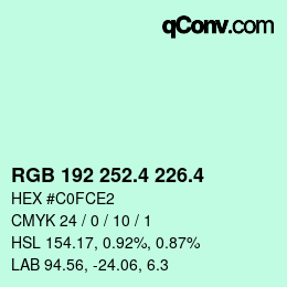 カラーコード: RGB 192 252.4 226.4 | qconv.com